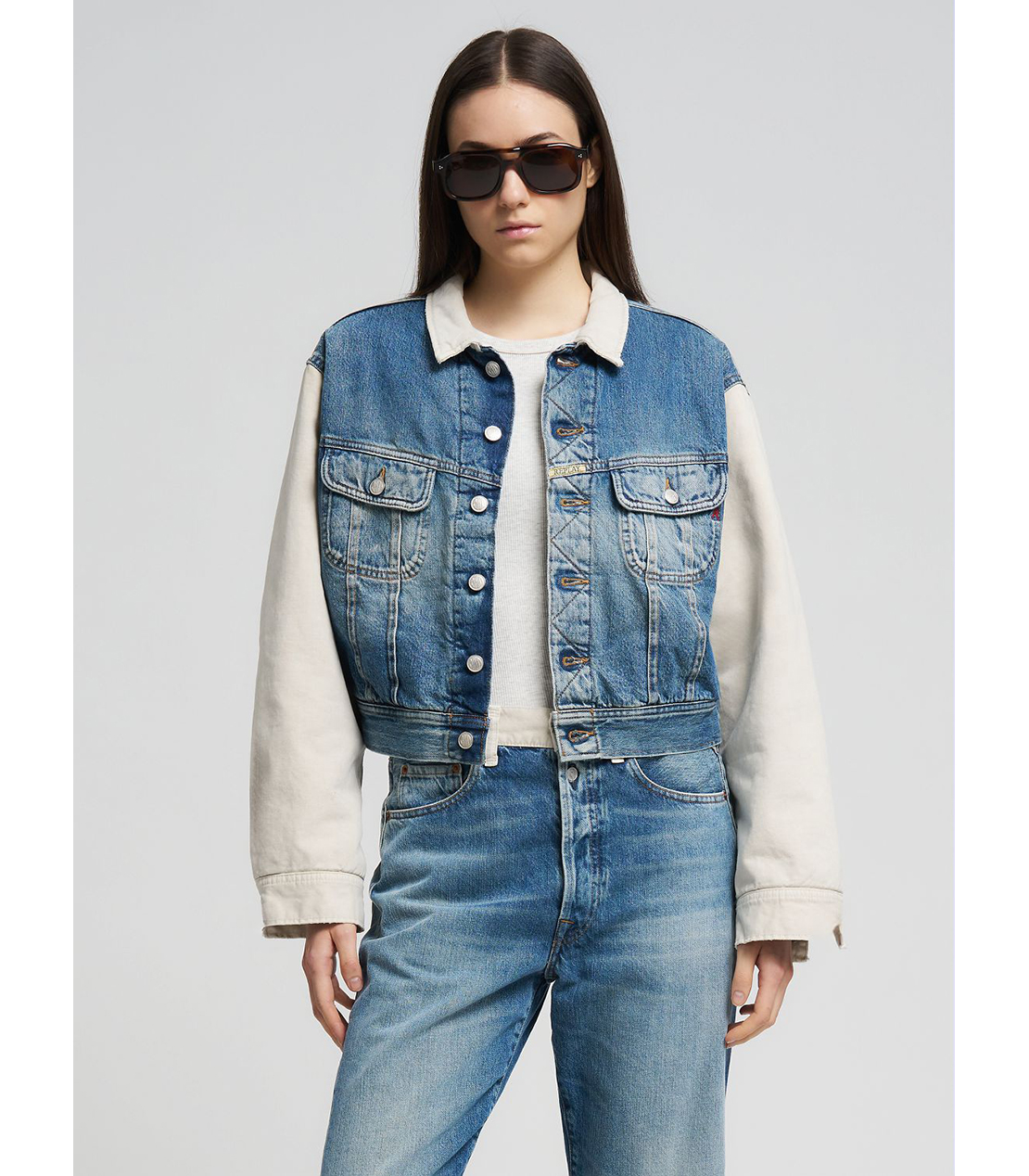 W9Z1 ギャバジン＆デニムジャケット 詳細画像 ブルー 2